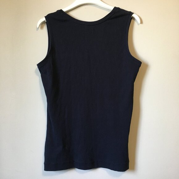 Pima Cotton Dark Navy Blue Soft Ribbed Tank Top - Picture 3 of 13